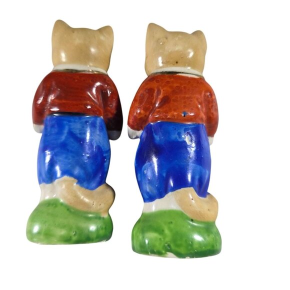 Vtg Hand-Painted Ceramic Cat Salt & Pepper Shakers Made In Japan Anthropomorphic - Picture 3 of 5